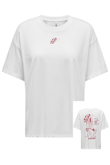 Only T-shirt ONLVIVVI LIFE S/S LOVELY TOP JRS 15346761 Bright White/Wild like