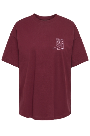 Only T-shirt ONLVIVVI LIFE S/S LOVELY TOP JRS 15346761 Cabernet/Go girls