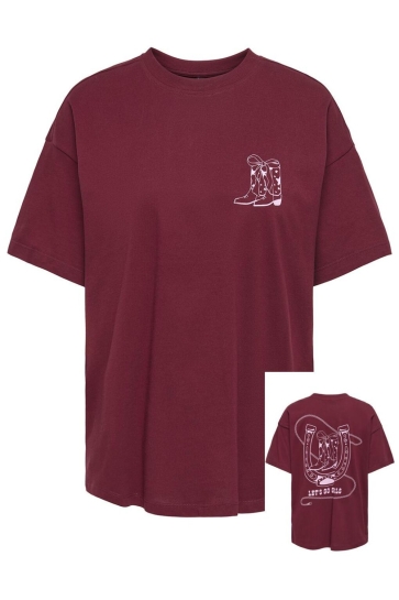 Only T-shirt ONLVIVVI LIFE S/S LOVELY TOP JRS 15346761 Cabernet/Go girls
