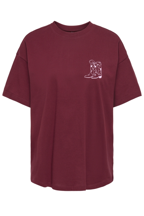 Only bordeaux dames t-shirt | Vooraanzicht