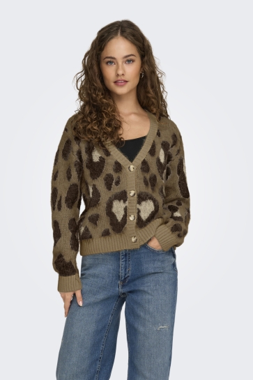 Only ONLEDELIE LIFE LS JQ CARDI V-NECK K 15353090 COCOA CREME/CHESTNUT/BISCOFFIE/MELANGE