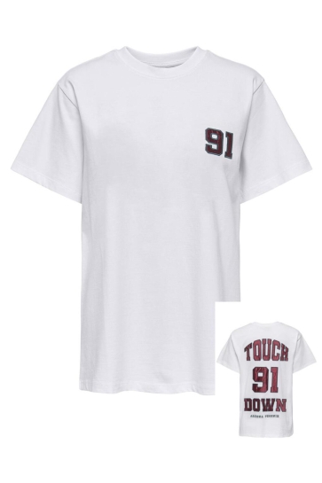Only T-shirt ONLRIKKA S/S SATIN PRINT TOP BOX CS 15364787 Bright White/Touchdown