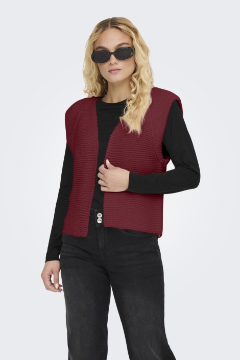 Only bordeaux dames gilet | Model vooraanzicht