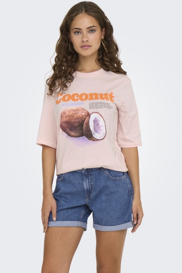 Only T-shirt ONLPHOEBE S/S FRESH TOP BOX JRS 15351369 MAUVE CHALK/COCONUT
