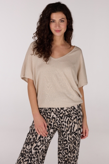 Juffrouw Jansen T-shirt NANOUK SS25 SHIRT LJ 384 V NECK 000130 SAND