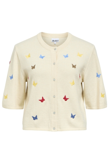 Object Vest OBJTHESS 3/4 SLEEVE CARDIGAN REP 23040627 SANDSHELL/BUTTERFLY