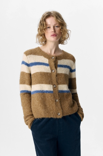 Object OBJGALIA L/S RE KNIT CARDIGAN NOOS 23047714 TANNIN/MELANGE W.