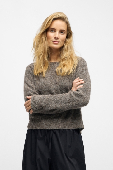 Object OBJABBY LS RE KNIT CARDIGAN DIV 23047781 MOREL/MELANGE