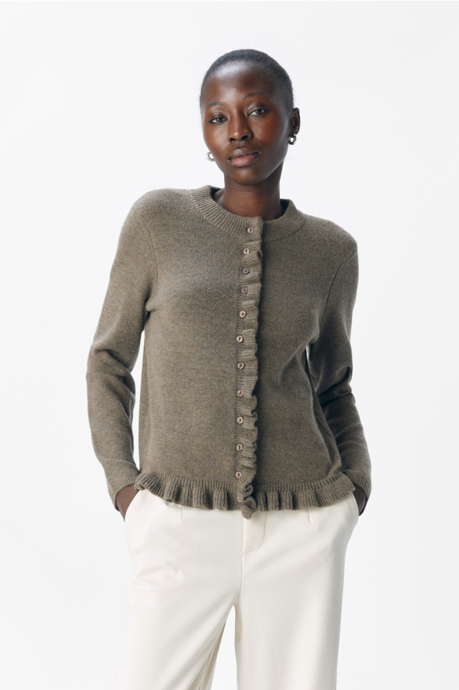 Object bruine dames vest | Model vooraanzicht