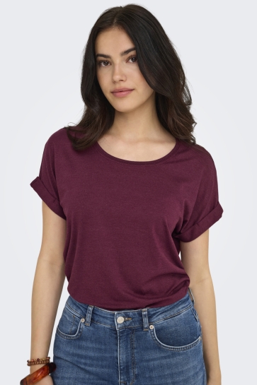 Only T-shirt ONLMOSTER S/S O-NECK TOP NOOS JRS 15106662 BURGUNDY