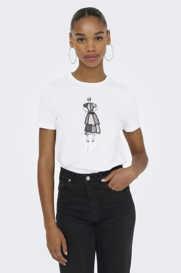 Only T-shirt ONLEMMA LIFE REG S/S LADY TOP JRS 15329752 BRIGHT WHITE/CONFIDENCE
