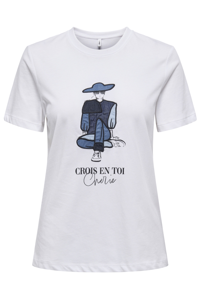 Only witte dames t-shirt | Vooraanzicht