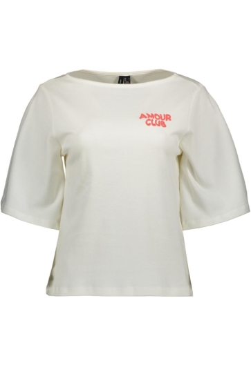 Vero Moda T-shirt VMLESLEY 2/4 O-NECK T-SHIRT JRS EXP 10340952 Bright White/AMOUR CLUB ORANGE