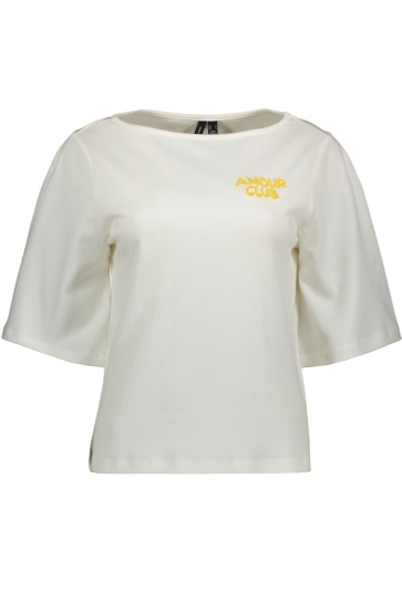 Vero Moda T-shirt VMLESLEY 2/4 O-NECK T-SHIRT JRS EXP 10340952 Bright White/AMOUR CLUB YELLOW