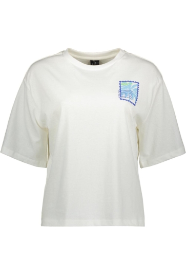 Vero Moda T-shirt VMTRINE THILDE S/S TEE JRS EXP 10337725 CLOUD DANCER/ BLUE PALM