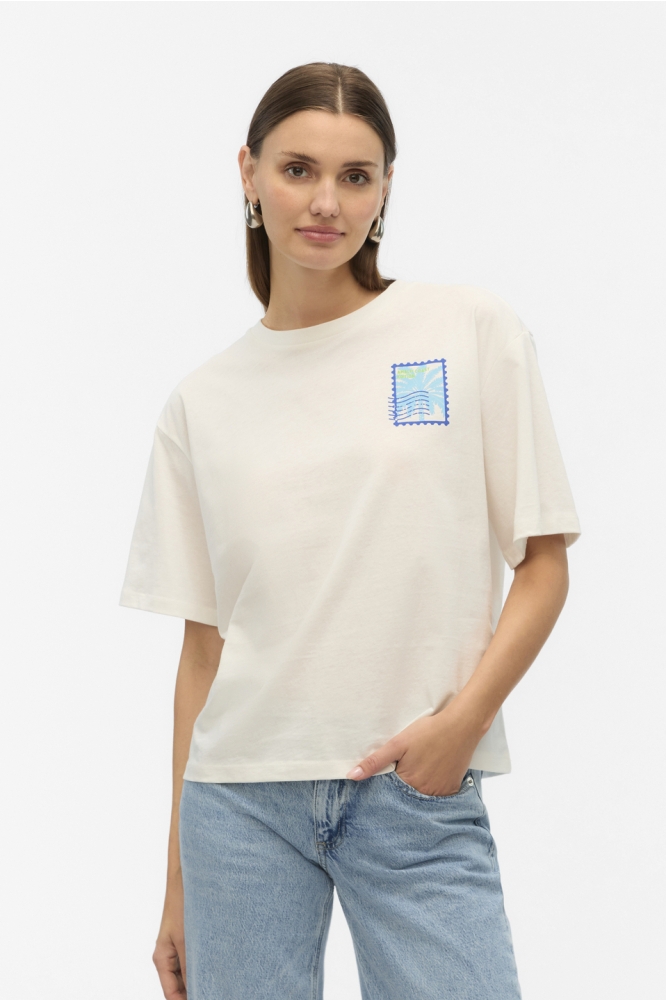 Vero Moda witte dames t-shirt | Model vooraanzicht