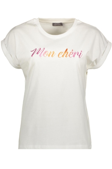 Geisha T-shirt T SHIRT MET TEKST 52092 41 Off-white/Cassis/Orange