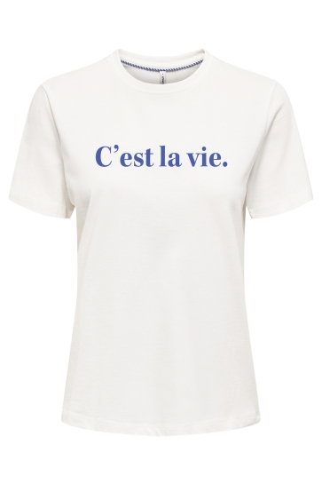 Only T-shirt ONLEMILY S/S REG TEE CS JRS 15362489 CLOUD DANCER/C EST LA VIE