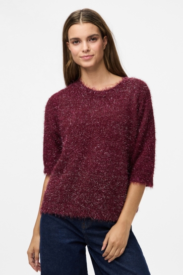 Pieces T-shirt PCMIE SS O-NECK KNIT 17160923 TAWNY PORT