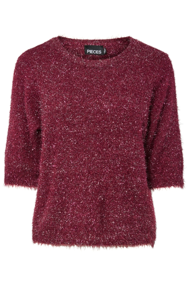 Pieces bordeaux dames t-shirt | Vooraanzicht