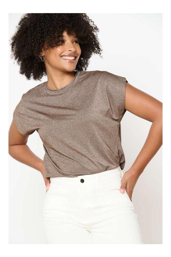 LolaLiza bruine dames t-shirt | Model vooraanzicht