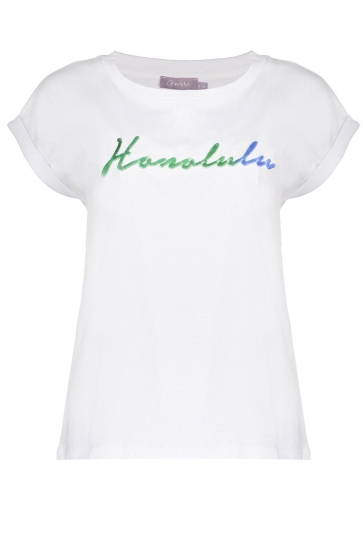 Geisha T-shirt BASIS T SHIRT MET SPEELS DETAIL 52397 41 000010 OFF WHITE/GREEN