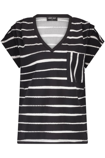 Lady Day T-shirt KAT T SHIRT L21 506 2560 PAINTED STRIPE BLACK