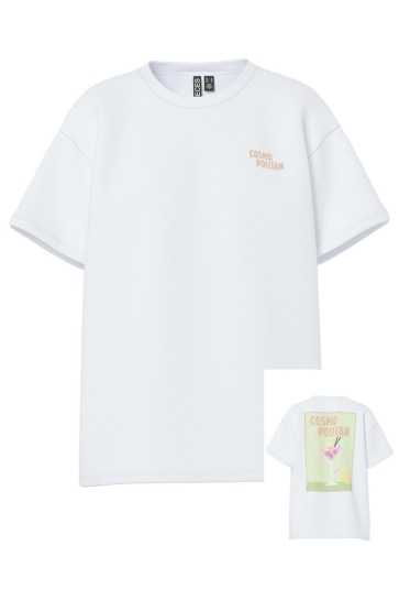Pieces T-shirt PCALIFI FASTTRACK SS OVERSIZE TEE J 17163845 BRIGHT WHITE/SMALL COSMOPOLITAN