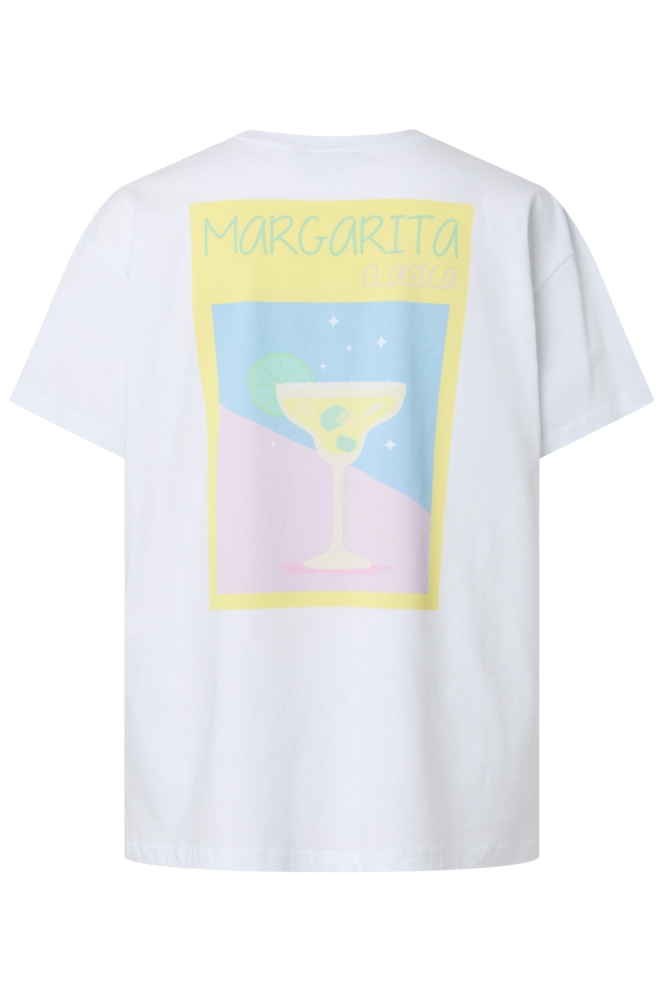 Pieces witte dames t-shirt | Achteraanzicht