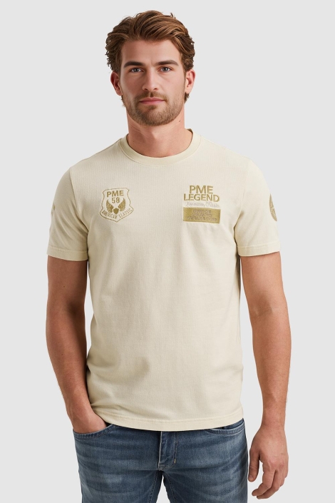 PME legend beige heren t-shirt | Model vooraanzicht