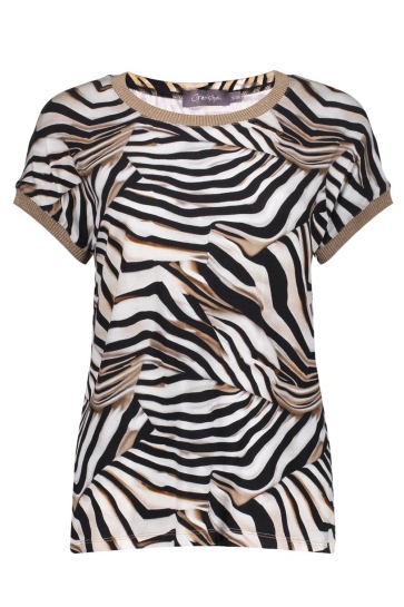 Geisha T-shirt SARAH KLEURRIJK T SHIRT MET KORTE MOUWEN 52447 60 000010 OFF-WHITE/BLACK