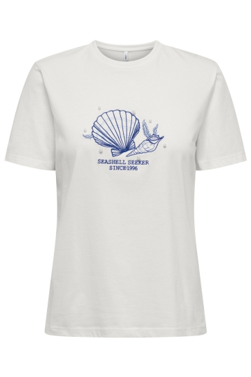 Only T-shirt ONLKITA S/S SHELL T-SHIRT BOX CS JR 15367802 CLOUD DANCER/SEASHELL S