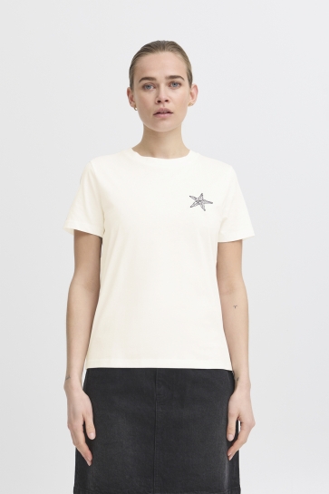 Ichi T-shirt IHCAMINO SS27 20123353 204714 CLOUD DANCER W BLACK