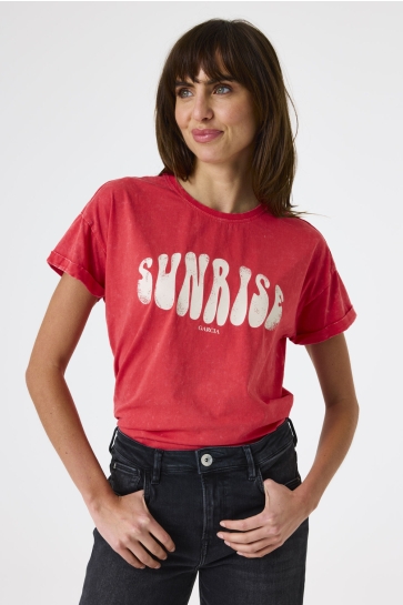 Garcia T-shirt T SHIRT E50212 3979 RUBY RED