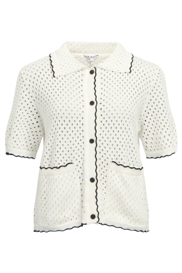 Object Vest OBJLYNEL S/S RE CARDIGAN E PA 25 23048157 CLOUD DANCER/BLACK