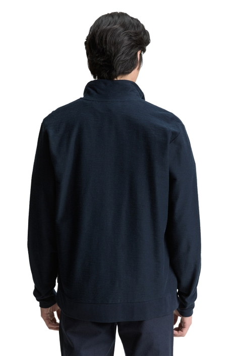 Tom Tailor blauwe heren vest | Model achteraanzicht