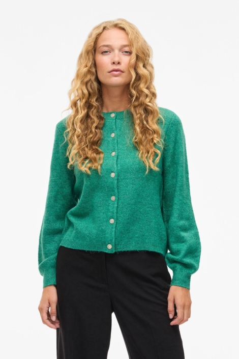 Vila groene dames vest | Model vooraanzicht