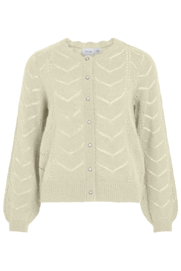 Vila Vest VITULI O-NECK L/S DETAIL KNIT CARDI 14108959 Super Light Natural Melan