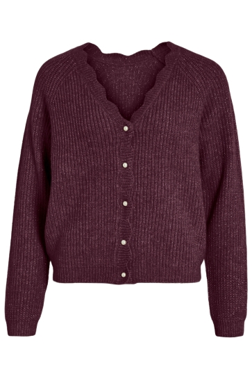 Vila Vest VICUTIE L/S REV GLITTER KNIT CARDIG 14098048 Fig/LIGHT GOLD