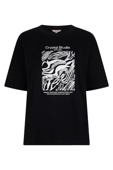 EsQualo T-shirt T SHIRT CRYSTAL STUDIO W25 05715 000 black