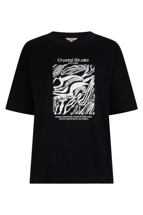 EsQualo zwarte dames t-shirt | Vooraanzicht