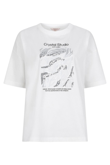 EsQualo T-shirt T SHIRT CRYSTAL STUDIO W25 05715 120 off white