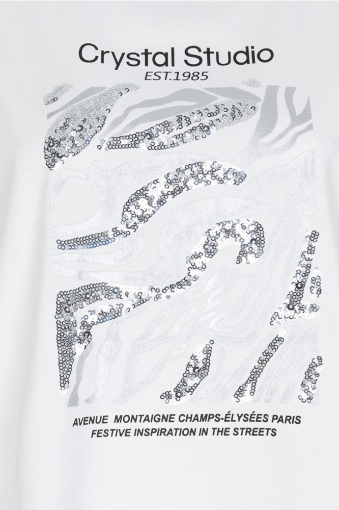 EsQualo witte dames t-shirt | Close up