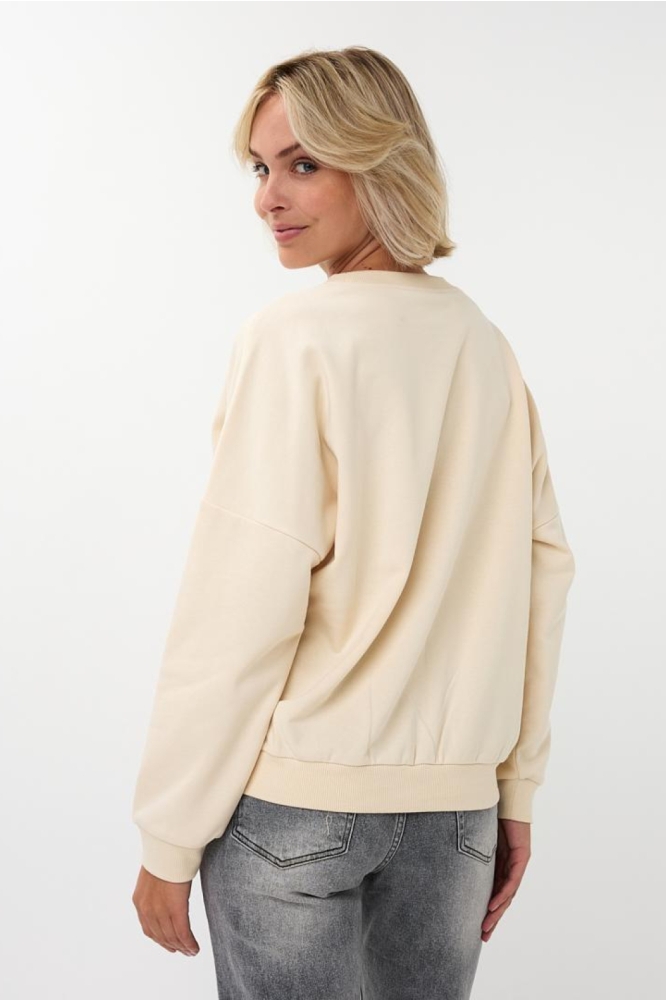 EsQualo beige dames sweater | Model achteraanzicht