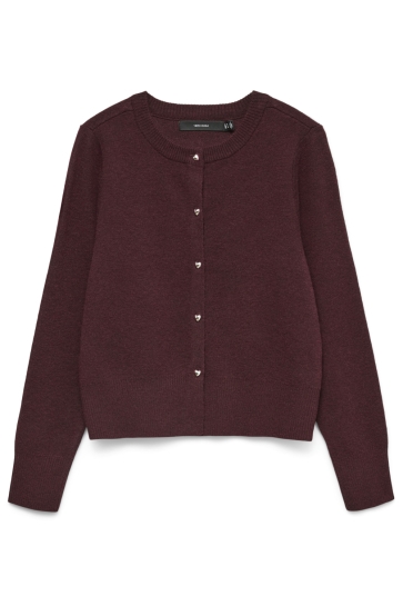 Vero Moda VMKACY LS O-NECK CARDIGAN 10334916 WINETASTING/W.MELANGE