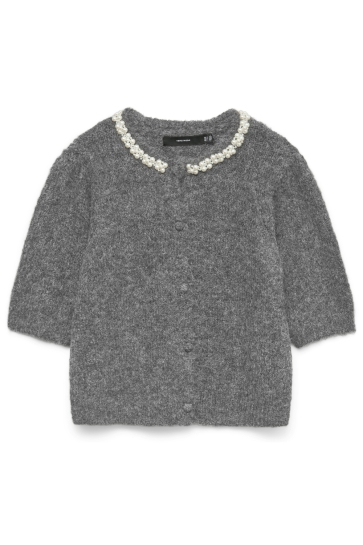 Vero Moda VMOCEAN 2/4 O-NECK JEWELLERY CARDIG 10334965 MEDIUM GREY MELANGE