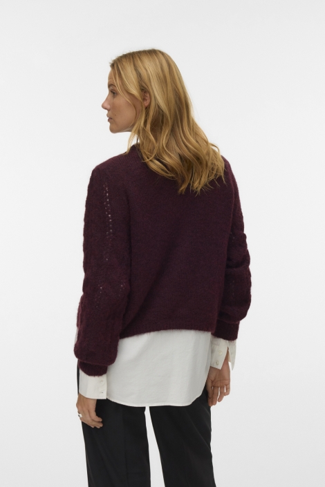 Vero Moda bordeaux dames vest | Model achteraanzicht