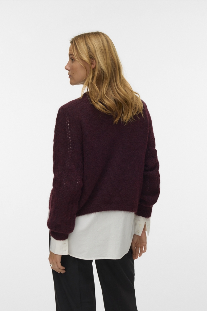 Vero Moda bordeaux dames vest | Model achteraanzicht
