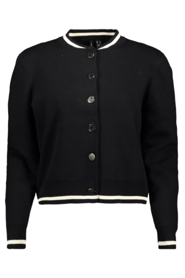 Vero Moda Vest VMEVELIJN LS BOMBER KNIT CARDIGAN E 10341071 BLACK/W. BIRCH D