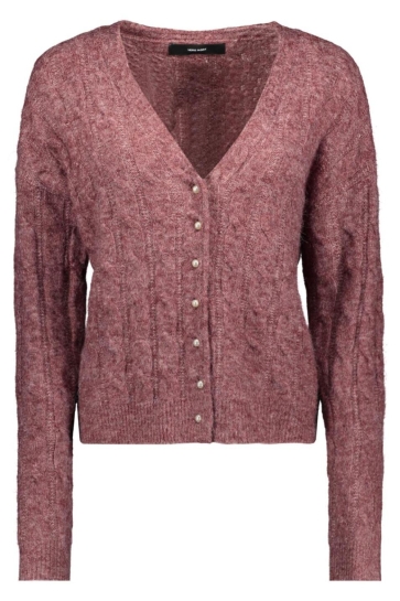 Vero Moda Vest VMMARLIN LS V-NECK CARDIGAN 10334907 ROSE BROWN/W. PEARL BUTTONS